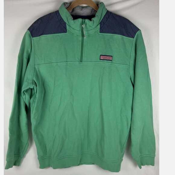 Vineyard Vines Other - Vineyard Vines Green Blue Colorblock Pullover Sweatshirt Mens L 1/4 Zip Shep Ian